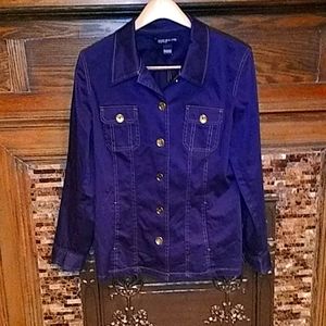 Jones New York Signature Denim Style Jacket. Navy